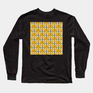 Art Deco Pattern no 75 - Yellow - Vintage Pattern Long Sleeve T-Shirt